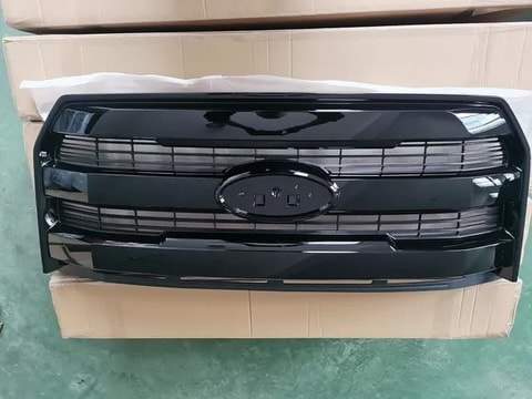 2015-2017 Ford F150 F-150 Front Upper Grille Grill W/O Camera Glossy Black
