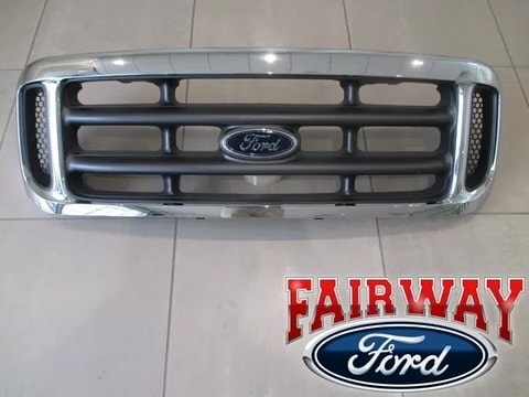 99 thru 04 Super Duty F250 F350 F450 F550 OEM Genuine Ford Chrome Grille Grill