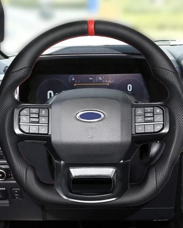 Full Leather Sport Steering Wheel For Ford F150 Raptor 2021-2024 with Heated