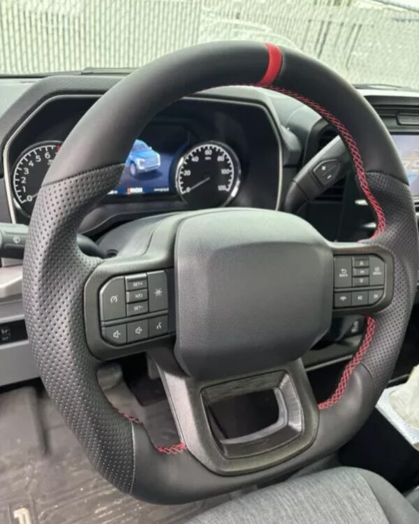 Full Leather Sport Steering Wheel For Ford F150 Raptor 2021-2024 with Heated - Image 4