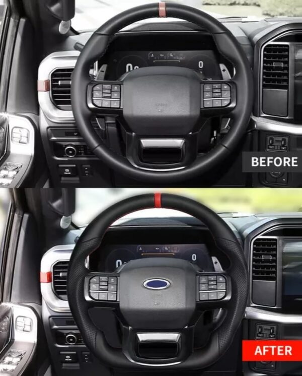 Full Leather Sport Steering Wheel For Ford F150 Raptor 2021-2024 with Heated - Image 5